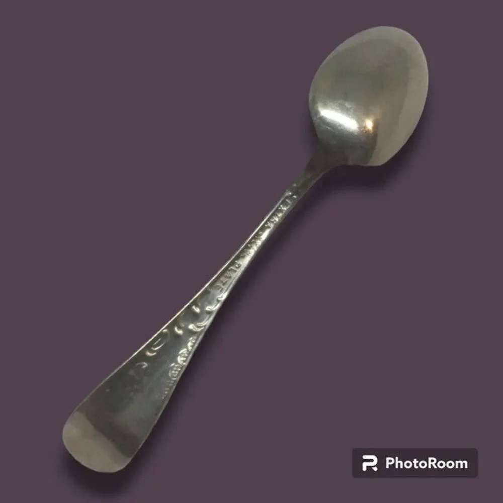 Oneida Silver Raymond Straight Handled Baby Spoon-1898-Silverplate-Scrolls